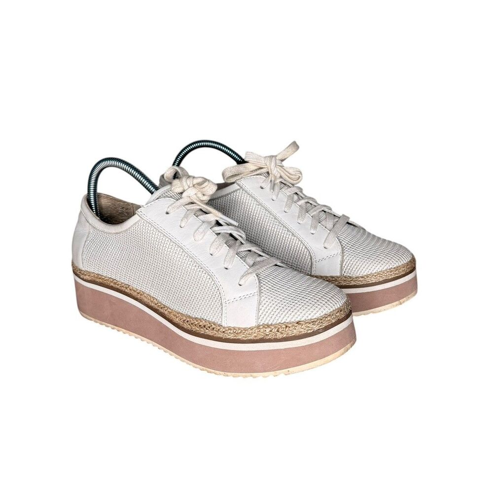 Dolce Vita Women’s Sneakers Size 9 Platform Espadrille Telah Mesh Leather Ivory